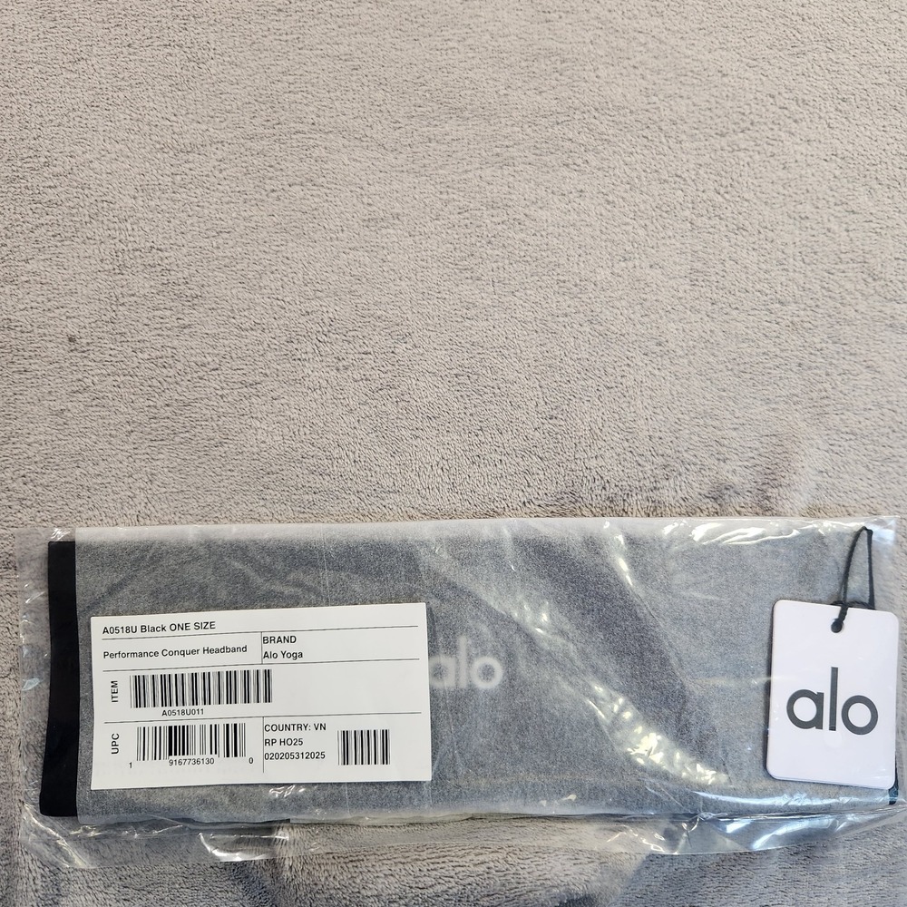 New Alo Yoga Performance Conquer Headband Black Athletic Workout Hair Band